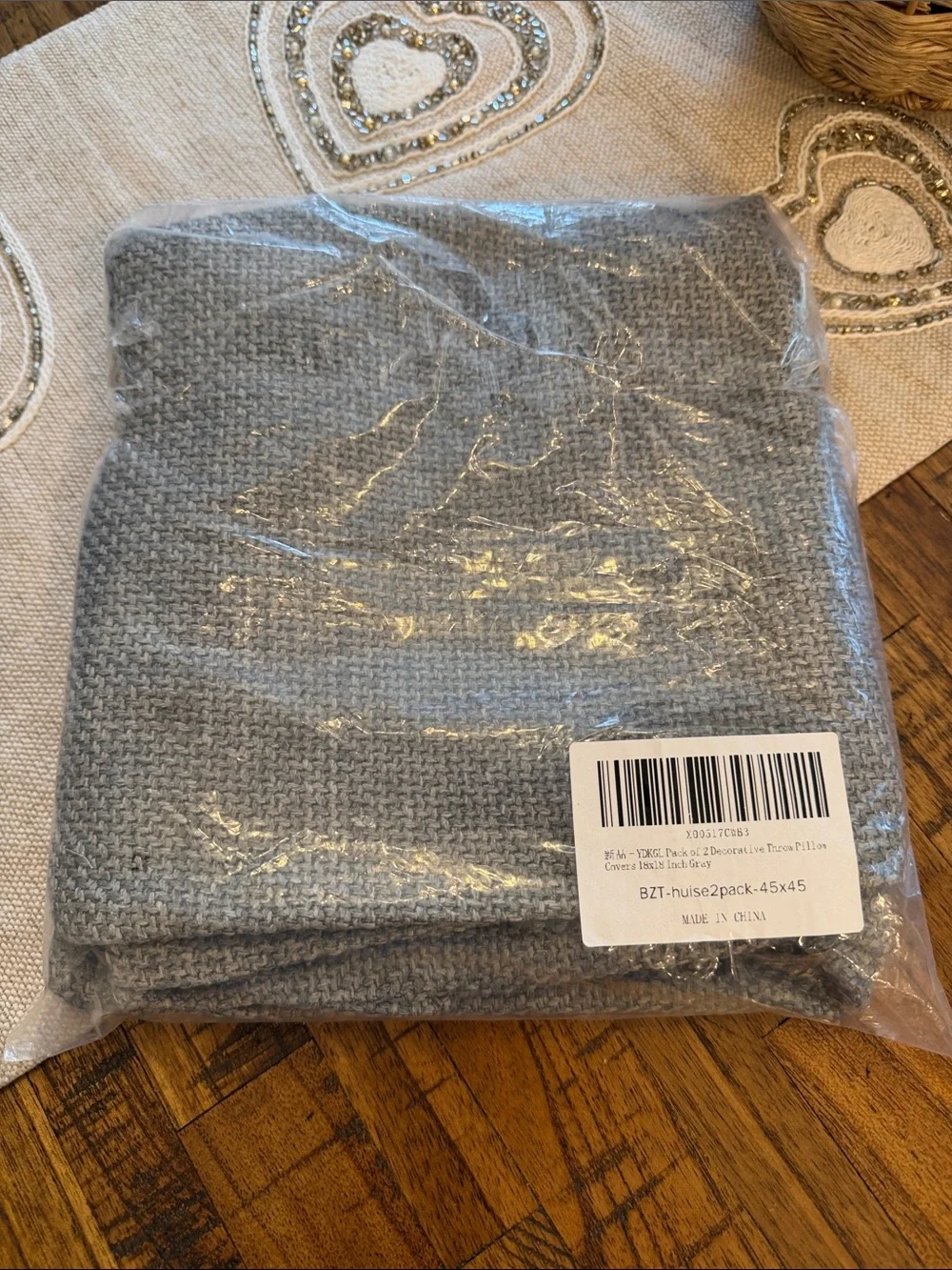 Throw Pillow Covers-Set of 2 Textured Gray